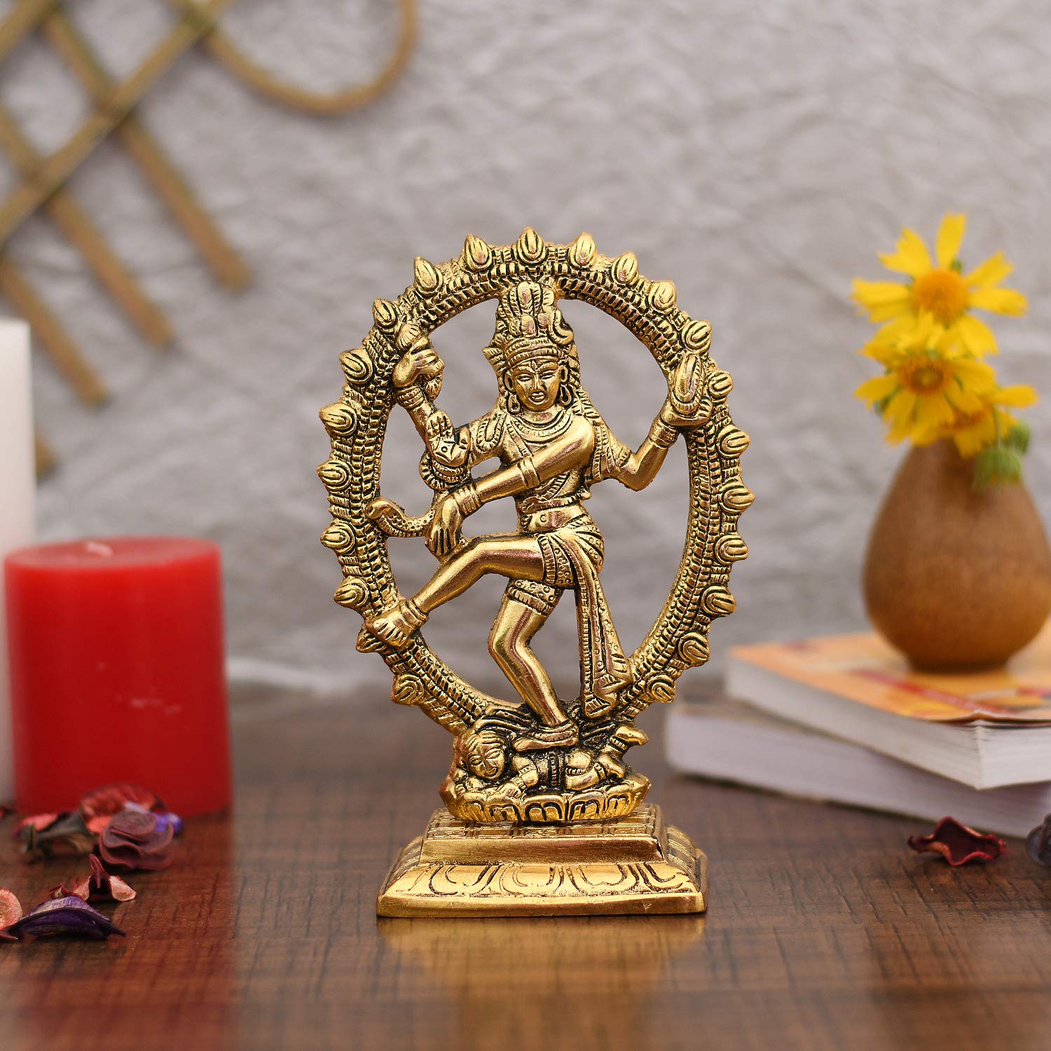 Collectible India Metal Shiva Idol Natraj Statue Statue for Home Decor-Gold Plated Dancing Shiva Natraja-Natrajan Showpiece Figurine Murti Deccoration and Gifts-Stumbit Home